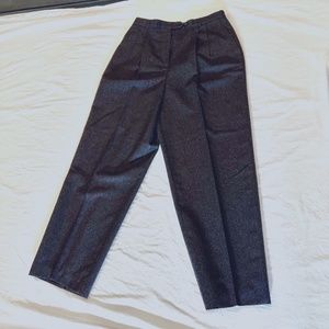 Talbots Women Vintage Pleated Wool Lined Pants Dark Gray Heather Sz 10 Long